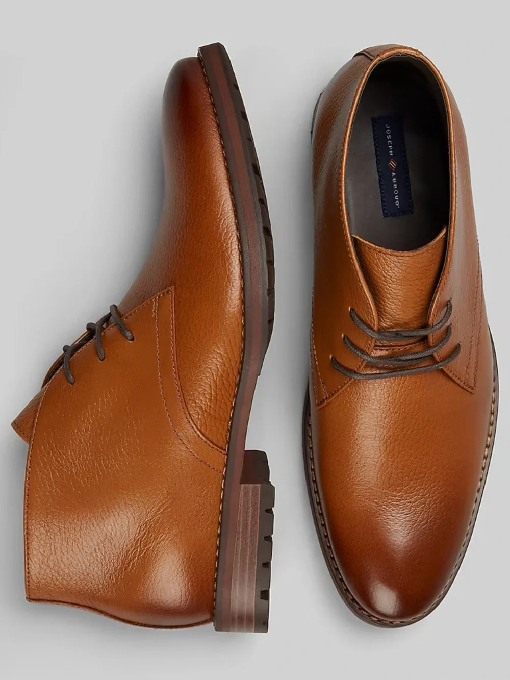 Joseph Abboud Men's Tan Pebbled Leather Chukka Boots S12 New With Tags
